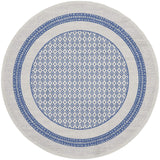 Nourison Whimsicle Geometric Ivory Blue 8' x Round Area Rug, Easy Cleaning, Non Shedding, Bed Room, Living Room, Dining Room, Kitchen (8 Round)