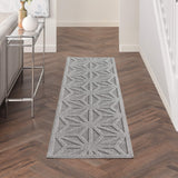 Nourison Palamos Indoor/Outdoor Light Grey 2'2" x 7'6" Area Rug, Easy Cleaning, Non Shedding, Bed Room, Living Room, Dining Room, Backyard, Deck, Patio (2x8)