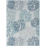 Nourison Garden Oasis Indoor/Outdoor Blue 5' x 7' Area Rug, Easy Cleaning, Non-Shedding, Bed Room, Living Room, Dining Room, Backyard, Deck, Patio (5x7)