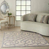 Nourison Palamos Indoor/Outdoor Cream Grey 4' x 6' Area Rug, Easy Cleaning, Non Shedding, Bed Room, Living Room, Dining Room, Backyard, Deck, Patio (4x6)