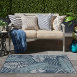 Nourison Garden Oasis Indoor-Outdoor Navy 3' x 5' Area Rug, Easy Cleaning, Non-Shedding, Bed Room, Living Room, Dining Room, Kitchen (3x5)