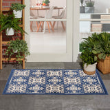 Nourison Aloha Indoor/Outdoor Blue 2'8" x 4' Area Rug, Easy Cleaning, Non Shedding, Bed Room, Living Room, Dining Room, Backyard, Deck, Patio (3x4)