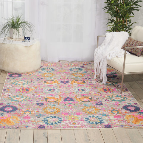 Nourison Passion Silver 5'3" x 7'3" Area -rug, Boho, Moroccan, Bed Room, Living Room, Dining Room, Kitchen, Easy -cleaning, Non Shedding, (5' x 7')