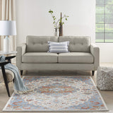 Nourison Elation Floral Ivory Blue 5'3" x 7'3" Area Rug, Easy-Cleaning, Non Shedding, Bed Room, Living Room, Dining Room, Kitchen (5x7)
