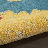 Nourison Allur Turquoise Multicolor 4' x 6' Area Rug, Modern, Floral, Bed Room, Living Room, Dining Room, Kitchen, Easy Cleaning, Non Shedding