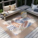 Nourison Aloha Indoor/Outdoor Blue Mocha 3'6" x 5'6" Area Rug, Easy Cleaning, Non Shedding, Bed Room, Living Room, Dining Room, Backyard, Deck, Patio (4x6)