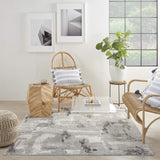 Nourison Elation 5'3" x 7'3" Polyester Modern Indoor Rug in Gray Ivory