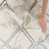 Nourison Glam Geometric Ivory/Grey 2'3" x 7'6" Area Rug, Easy Clean, Non Shedding, Bed Room, Living Room, Dining Room, Kitchen (2x8)