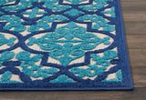 Nourison Aloha Indoor/Outdoor Navy 2'8" x 4' Area Rug, Tropical, Botanical, Easy Cleaning, Non Shedding, Bed Room, Living Room, Dining Room, Deck, Backyard, Patio (3x4)