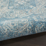 Nourison Tranquil Traditional Light Blue/Ivory 4' x Round Area -Rug, Easy -Cleaning, Non Shedding, Bed Room, Living Room, Dining Room, Kitchen (4 Round)
