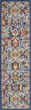 Nourison Passion Rustic Blue/Multicolor 2'2" x 7'6" Area Rug, Easy Clean, Non Shedding, Bed Room, Living Room, Dining Room, Kitchen (2x8)