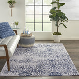 Nourison Damask Vintage Ivory/Navy 3'6" x 5'6" Area Rug, Easy Cleaning, Non Shedding, Bed Room, Living Room, Dining Room, Kitchen (3x5)