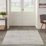 Nourison Essentials 60" Square Contemporary Indoor/Outdoor Rug in Gray/Ivory