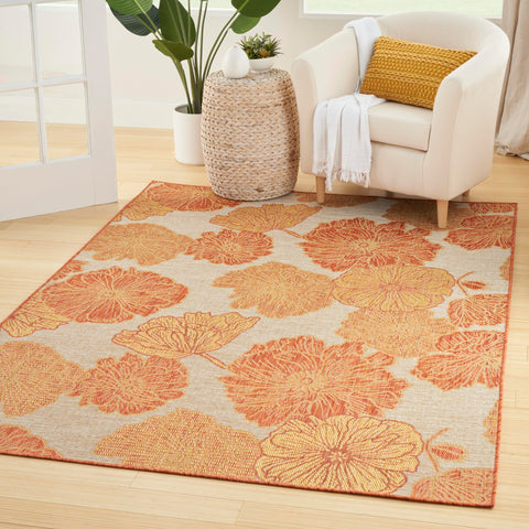 Nourison Garden Oasis Indoor/Outdoor Coral 4' x 6' Area Rug, Easy Cleaning, Non Shedding, Bed Room, Living Room, Dining Room, Backyard, Deck, Patio (4x6)