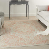 Nourison Tranquil Persian Ivory/Pink 5'3" x 7'3" Area Rug, Easy Cleaning, Non Shedding, Bed Room, Living Room, Dining Room, Kitchen (5x7)