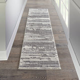 Nourison Textured Contemporary Abstract Grey/Ivory 2'2" x 7'6" Area -Rug, Easy -Cleaning, Non Shedding, Bed Room, Living Room, Dining Room, Kitchen (2x8)
