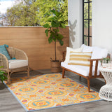 Nourison Aloha Indoor/Outdoor Multicolor 3'6" x 5'6" Area Rug, Easy Cleaning, Non Shedding, Bed Room, Living Room, Dining Room, Patio, Deck, Backyard (4x6)