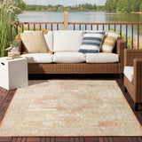 Nourison Essentials Indoor/Outdoor Beige Rust 5' x 7' Area Rug, Non Shedding, Bed Room, Living Room, Dining Room, Backyard, Deck, Patio (5x7)
