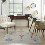 Nourison Passion Bohemian Grey/Multi 2'2" x 7'6" Area -Rug, Easy -Cleaning, Non Shedding, Bed Room, Living Room, Dining Room, Kitchen (2x8)