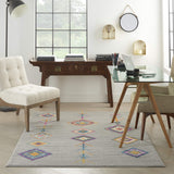 Nourison Passion Bohemian Grey/Multi 2'2" x 7'6" Area -Rug, Easy -Cleaning, Non Shedding, Bed Room, Living Room, Dining Room, Kitchen (2x8)