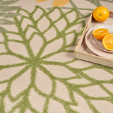 Nourison Aloha Tropical Indoor/Outdoor Green Multicolor 3'6" x 5'6" Area Rug, Easy Cleaning, Non Shedding, Bed Room, Living Room, Dining Room, Backyard, Deck, Patio (4x6)