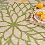 Nourison Aloha Indoor/Outdoor Green Multicolor 5'3" x Round Area Rug, Easy Cleaning, Non-Shedding, Bed Room, Living Room, Dining Room, Backyard, Patio, Deck (5 Round)