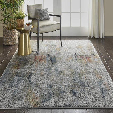 Nourison Global Vintage Abstract Ivory/Multicolor 4' x 6' Area -rug, Easy -cleaning, Non Shedding, Bed Room, Living Room, Dining Room, Kitchen (4x6)