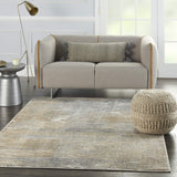 Nourison Solace Modern Abstract Grey/Beige 5'3" x 7'3" Area Rug, Easy Cleaning, Non Shedding, Bed Room, Living Room, Dining Room, Kitchen, (5' x 7')