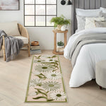 Nourison Aloha Indoor-Outdoor Ivory Green 2'3" x 8' Area Rug, Easy-Cleaning, Non Shedding, Bed Room, Living Room, Dining Room, Backyard, Patio, Deck (2x8)