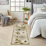 Nourison Aloha Indoor-Outdoor Ivory Green 2'3" x 8' Area Rug, Easy-Cleaning, Non Shedding, Bed Room, Living Room, Dining Room, Backyard, Patio, Deck (2x8)