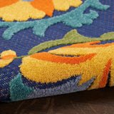 Nourison Aloha 63x63 Polypropylene Fabric Area Rug in Navy/Blue/Multi-Color