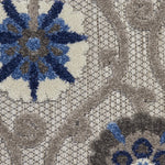 Nourison Aloha Indoor/Outdoor Grey/Blue 3'6" x 5'6" Area Rug, Easy Clean, Non Shedding, Bed Room, Living Room, Dining Room, Deck, Backyard, Patio (4x6)