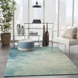 Nourison Passion Navy/Light Blue 5'3'' x 7'3'' Area-Rug, Modern, Abstract, Easy-Cleaning, Non Shedding, Bed Room, Living Room, Dining Room, Kitchen, (5' x 7')