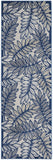 Nourison Aloha Indoor/Outdoor Ivory/Navy 2' x 6' Area Rug, Easy Cleaning, Non Shedding, Bed Room, Living Room, Dining Room, Backyard, Deck, Patio (2x6)