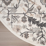 Nourison Elation Transitional Ivory Grey 5'3" x Round Area -Rug, Easy -Cleaning, Non Shedding, Bed Room, Living Room, Dining Room, Kitchen (5 Round)