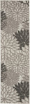 Nourison Aloha Indoor/Outdoor Floral Silver Grey 2' x 6' Area Rug, (6' Runner)