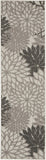 Nourison Aloha Indoor/Outdoor Floral Silver Grey 2' x 6' Area Rug, (6' Runner)