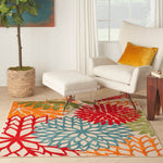 Nourison Aloha 5' x Square Green Fabric Tropical Area Rug (5' Square)