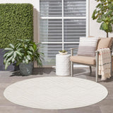 Nourison Versatile Indoor/Outdoor Ivory White 4' x Round Area Rug, Easy Cleaning, Non Shedding, Bed Room, Living Room, Dining Room, Backyard, Deck, Patio (4 Round)