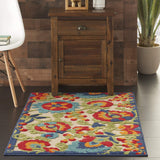 Nourison Aloha Indoor/Outdoor Multicolor 2'8'' x 4' Area-Rug, Easy-Cleaning, Non Shedding, Bed Room, Living Room, Dining Room, Backyard, Deck, Patio (3x4)