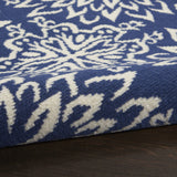Nourison Jubilant Floral Navy/Ivory 5'3'' x Round Area-Rug, Easy-Cleaning, Non Shedding, Bed Room, Living Room, Dining Room, Kitchen (5 Round)