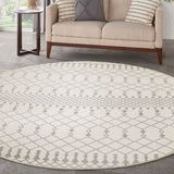 Nourison Astra Machine Washable Bohemian Ivory 5'3" x Round Area -Rug, Easy -Cleaning, Non Shedding, Bed Room, Living Room, Dining Room, Kitchen (5 Round)