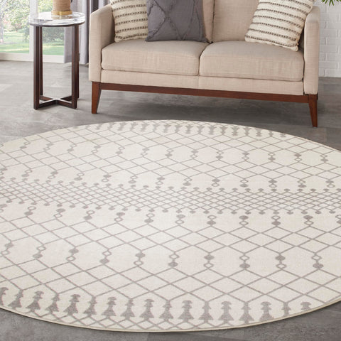 Nourison Astra Machine Washable Bohemian Ivory 5'3" x Round Area -Rug, Easy -Cleaning, Non Shedding, Bed Room, Living Room, Dining Room, Kitchen (5 Round)