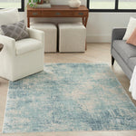 Nourison Astra Machine Washable Abstract Blue Ivory 4' x 6' Area -Rug, Easy -Cleaning, Non Shedding, Bed Room, Living Room, Dining Room, Kitchen (4x6)
