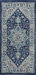 Nourison Tranquil Ivory/Navy 2' x 4' Area Rug - Easy Clean, Non Shedding, Bed Room, Living Room, Dining Room, Kitchen (2' x 4')