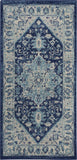 Nourison Tranquil Ivory/Navy 2' x 4' Area Rug - Easy Clean, Non Shedding, Bed Room, Living Room, Dining Room, Kitchen (2' x 4')