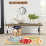 Nourison Aloha Indoor/Outdoor Green 3' x 5' Area Rug, Tropical, Botanical, Easy Cleaning, Non Shedding, Bed Room, Living Room, Dining Room, Deck, Backyard, Patio (3x5)