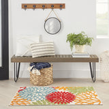 Nourison Aloha Indoor/Outdoor Green 3' x 5' Area Rug, Tropical, Botanical, Easy Cleaning, Non Shedding, Bed Room, Living Room, Dining Room, Deck, Backyard, Patio (3x5)
