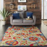 Nourison Aloha Indoor/Outdoor Multicolor 3'6" x 5'6" Area Rug, Easy Cleaning, Non Shedding, Bed Room, Living Room, Dining Room, Backyard, Deck, Patio (4x6)
