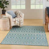 Nourison Positano Indoor/Outdoor Aqua 5' x 7' Area Rug, Easy Cleaning, Non Shedding, Bed Room, Living Room, Dining Room, Deck, Backyard, Patio (5x7)
